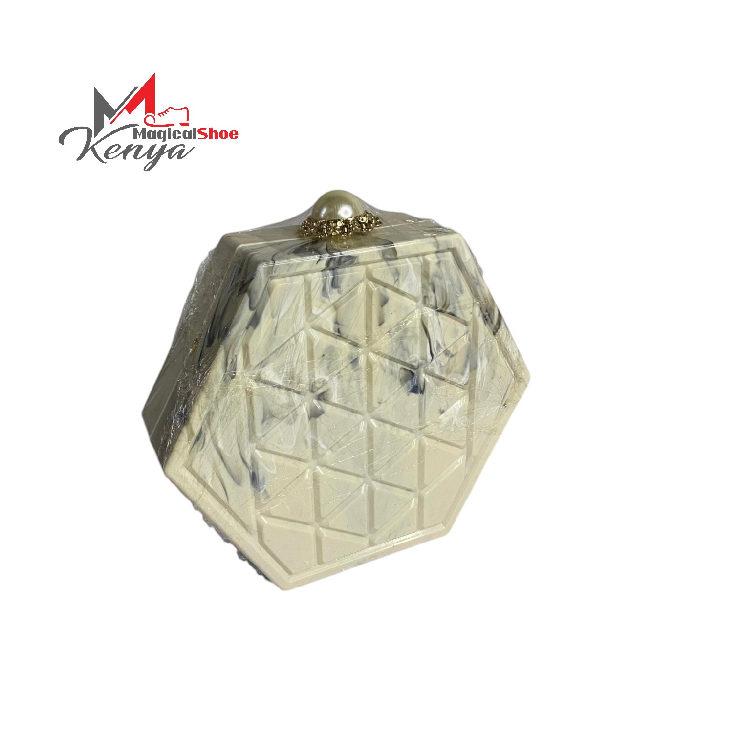 Hexagon handbag, creame (2)