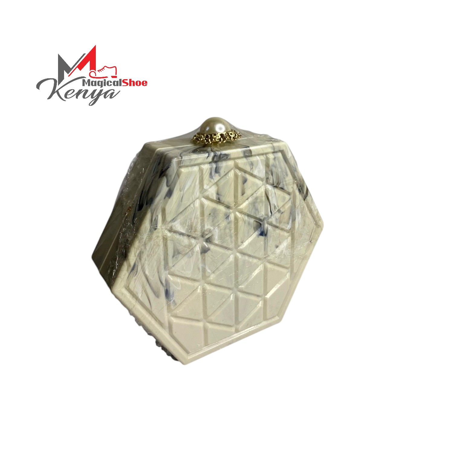 Hexagon handbag, creame Ladies handbags
